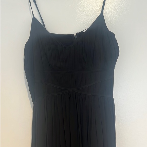 Black Ribbed Ruffled Maxi Slip Dress - Picture 2 of 4